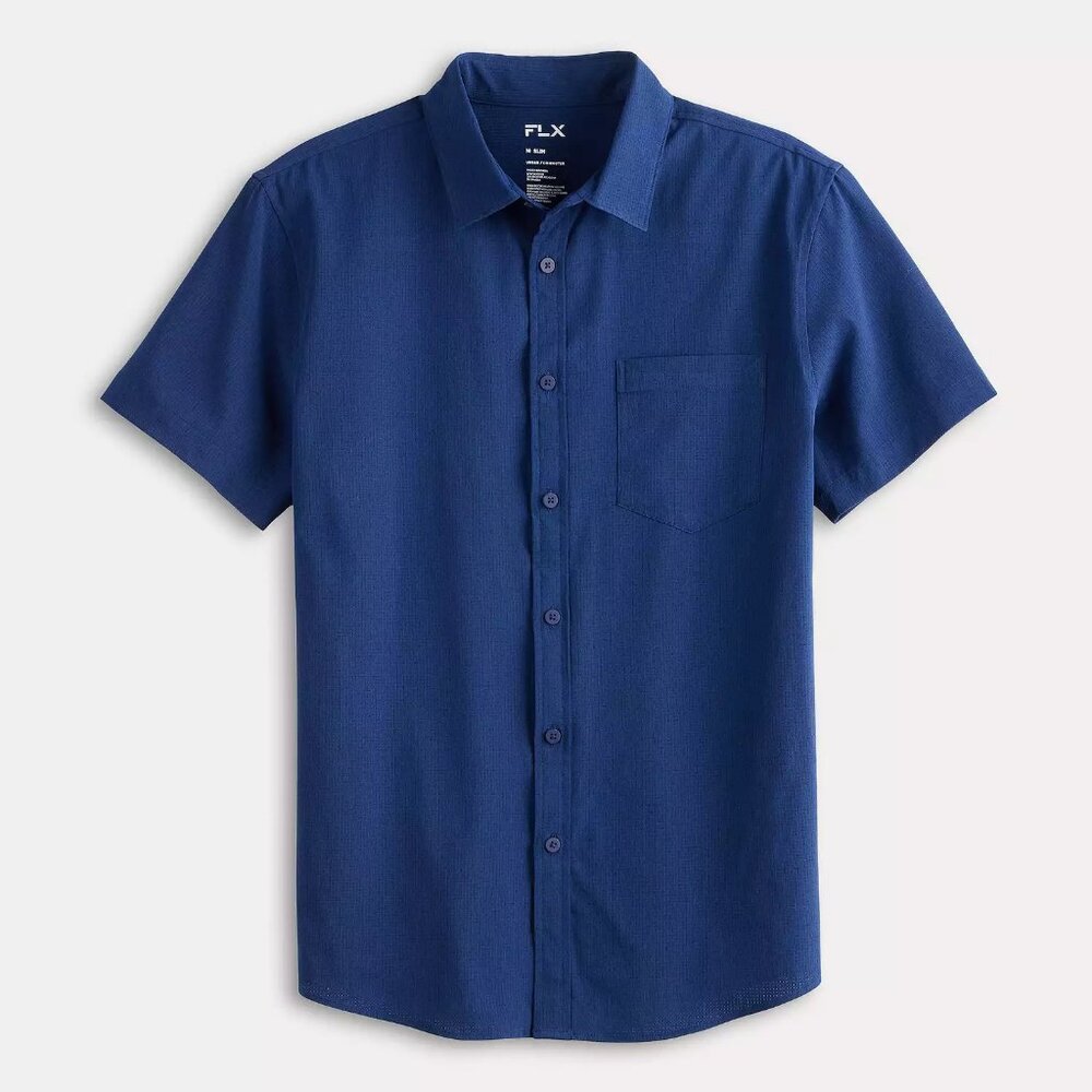 Men's FLX Slim XL Performance Untucked-Fit Button Down Shirt - Picture 8 of 12